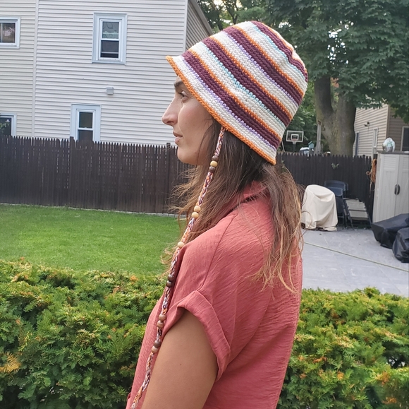 ZARA Multicolor Crochet Bucket Hat Size Small - Picture 2 of 6